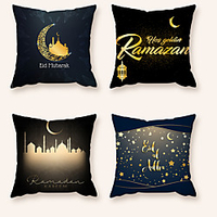 Cushion Cover 4PCS Ramadan Short Plush Soft Decorative Square Throw Pillow Cover Cushion Case Pillowcase for Sofa Bedroom Superior Quality Machine Washable miniinthebox