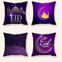 Cushion Cover 4PCS Ramadan Short Plush Soft Decorative Square Throw Pillow Cover Cushion Case Pillowcase for Sofa Bedroom 45 x 45 cm (18 x 18 Inch) Superior Quality Machine Washable