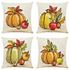 Cushion Cover 4PCS Thanksgiving Decoration Gift Linen Soft Decorative Square Throw Pillow Cover Cushion Case Pillowcase for Sofa Bedroom 45 x 45 cm (18 x 18 Inch) Superior Quality