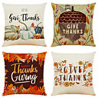 Cushion Cover 4PCS Thanksgiving Party Decoration Christmas Gift Linen Soft Decorative Square Throw Pillow Cover Cushion Case Pillowcase for Sofa Bedroom 45 x 45 cm (18 x 18 Inch) Superior Quality