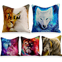 Cushion Cover 5PC Linen Soft Decorative Square Throw Pillow Cover Cushion Case Pillowcase for Sofa Bedroom 45 x 45 cm (18 x 18 Inch) Superior Quality Machine Washable