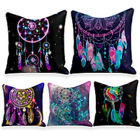 Cushion Cover 5PC Linen Soft Decorative Square Throw Pillow Cover Cushion Case Pillowcase for Sofa Bedroom 45 x 45 cm (18 x 18 Inch) Superior Quality Machine Washable