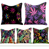 Cushion Cover 5PC Linen Soft Decorative Square Throw Pillow Cover Cushion Case Pillowcase for Sofa Bedroom 45 x 45 cm (18 x 18 Inch) Superior Quality Machine Washable