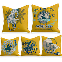 Cushion Cover 5PC Linen Soft Decorative Square Throw Pillow Cover Cushion Case Pillowcase for Sofa Bedroom 45 x 45 cm (18 x 18 Inch) Superior Quality Machine Washable
