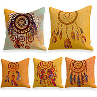 Cushion Cover 5PC Linen Soft Decorative Square Throw Pillow Cover Cushion Case Pillowcase for Sofa Bedroom 45 x 45 cm (18 x 18 Inch) Superior Quality Machine Washable