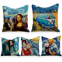 Cushion Cover 5PC Linen Soft Decorative Square Throw Pillow Cover Cushion Case Pillowcase for Sofa Bedroom 45 x 45 cm (18 x 18 Inch) Superior Quality Machine Washable