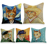 Cushion Cover 5PC Linen Soft Decorative Square Throw Pillow Cover Cushion Case Pillowcase for Sofa Bedroom 45 x 45 cm (18 x 18 Inch) Superior Quality Machine Washable