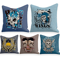 Cushion Cover 5PC Linen Soft Decorative Square Throw Pillow Cover Cushion Case Pillowcase for Sofa Bedroom 45 x 45 cm (18 x 18 Inch) Superior Quality Machine Washable