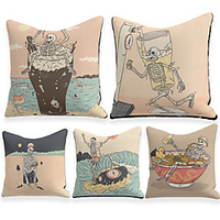 Cushion Cover 5PC Linen Soft Decorative Square Throw Pillow Cover Cushion Case Pillowcase for Sofa Bedroom 45 x 45 cm (18 x 18 Inch) Superior Quality Machine Washable