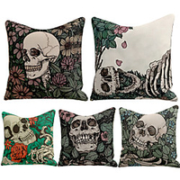 Cushion Cover 5PC Linen Soft Decorative Square Throw Pillow Cover Cushion Case Pillowcase for Sofa Bedroom 45 x 45 cm (18 x 18 Inch) Superior Quality Machine Washable