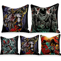 Cushion Cover 5PC Linen Soft Decorative Square Throw Pillow Cover Cushion Case Pillowcase for Sofa Bedroom 45 x 45 cm (18 x 18 Inch) Superior Quality Machine Washable