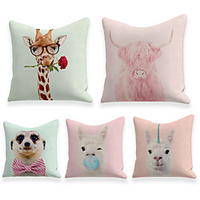 Cushion Cover 5PC Linen Soft Decorative Square Throw Pillow Cover Cushion Case Pillowcase for Sofa Bedroom 45 x 45 cm (18 x 18 Inch) Superior Quality Machine Washable