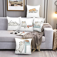 Cushion Cover 5PC Linen Soft Decorative Square Throw Pillow Cover Cushion Case Pillowcase for Sofa Bedroom 45 x 45 cm (18 x 18 Inch) Superior Quality Machine Washable