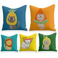 Cushion Cover 5PC Linen Soft Decorative Square Throw Pillow Cover Cushion Case Pillowcase for Sofa Bedroom 45 x 45 cm (18 x 18 Inch) Superior Quality Machine Washable
