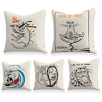Cushion Cover 5PC Linen Soft Decorative Square Throw Pillow Cover Cushion Case Pillowcase for Sofa Bedroom 45 x 45 cm (18 x 18 Inch) Superior Quality Machine Washable