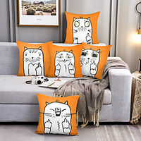Cushion Cover 5PC Linen Soft Decorative Square Throw Pillow Cover Cushion Case Pillowcase for Sofa Bedroom 45 x 45 cm (18 x 18 Inch) Superior Quality Machine Washable