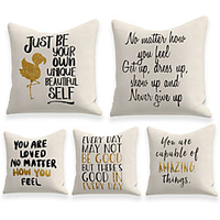 Cushion Cover 5PC Linen Soft Decorative Square Throw Pillow Cover Cushion Case Pillowcase for Sofa Bedroom 45 x 45 cm (18 x 18 Inch) Superior Quality Machine Washable