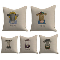 Cushion Cover 5PC Linen Soft Decorative Square Throw Pillow Cover Cushion Case Pillowcase for Sofa Bedroom 45 x 45 cm (18 x 18 Inch) Superior Quality Machine Washable
