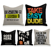 Cushion Cover 5PC Linen Soft Decorative Square Throw Pillow Cover Cushion Case Pillowcase for Sofa Bedroom 45 x 45 cm (18 x 18 Inch) Superior Quality Machine Washable