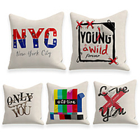 Cushion Cover 5PC Linen Soft Decorative Square Throw Pillow Cover Cushion Case Pillowcase for Sofa Bedroom 45 x 45 cm (18 x 18 Inch) Superior Quality Machine Washable