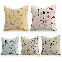 Cushion Cover 5PC Linen Soft Decorative Square Throw Pillow Cover Cushion Case Pillowcase for Sofa Bedroom 45 x 45 cm (18 x 18 Inch) Superior Quality Machine Washable