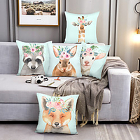 Cushion Cover 5PC Linen Soft Decorative Square Throw Pillow Cover Cushion Case Pillowcase for Sofa Bedroom 45 x 45 cm (18 x 18 Inch) Superior Quality Machine Washable