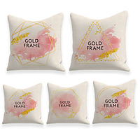 Cushion Cover 5PC Linen Soft Decorative Square Throw Pillow Cover Cushion Case Pillowcase for Sofa Bedroom 45 x 45 cm (18 x 18 Inch) Superior Quality Machine Washable