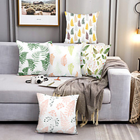 Cushion Cover 5PC Linen Soft Decorative Square Throw Pillow Cover Cushion Case Pillowcase for Sofa Bedroom 45 x 45 cm (18 x 18 Inch) Superior Quality Machine Washable