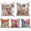 Cushion Cover 5PC Linen Soft Decorative Square Throw Pillow Cover Cushion Case Pillowcase for Sofa Bedroom 45 x 45 cm (18 x 18 Inch) Superior Quality Machine Washable Colorful Lotus