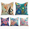 Cushion Cover 5PC Linen Soft Decorative Square Throw Pillow Cover Cushion Case Pillowcase for Sofa Bedroom 45 x 45 cm (18 x 18 Inch) Superior Quality Machine Washable Colorful Lotus
