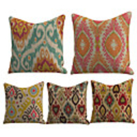 Cushion Cover 5PC Linen Soft Decorative Square Throw Pillow Cover Cushion Case Pillowcase for Sofa Bedroom 45 x 45 cm (18 x 18 Inch) Superior Quality Mashine Washable
