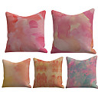 Cushion Cover 5PC Linen Soft Decorative Square Throw Pillow Cover Cushion Case Pillowcase for Sofa Bedroom 45 x 45 cm (18 x 18 Inch) Superior Quality Mashine Washable