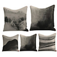Cushion Cover 5PC Linen Soft Decorative Square Throw Pillow Cover Cushion Case Pillowcase for Sofa Bedroom 45 x 45 cm (18 x 18 Inch) Superior Quality Mashine Washable