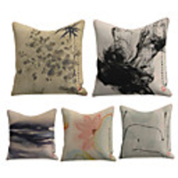 Cushion Cover 5PC Linen Soft Decorative Square Throw Pillow Cover Cushion Case Pillowcase for Sofa Bedroom 45 x 45 cm (18 x 18 Inch) Superior Quality Mashine Washable