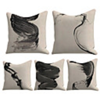 Cushion Cover 5PC Linen Soft Decorative Square Throw Pillow Cover Cushion Case Pillowcase for Sofa Bedroom 45 x 45 cm (18 x 18 Inch) Superior Quality Mashine Washable