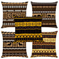 Cushion Cover 5PC Linen Soft Decorative Square Throw Pillow Cover Cushion Case Pillowcase for Sofa Bedroom 45 x 45 cm (18 x 18 Inch) Superior Quality Mashine Washable