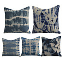 Cushion Cover 5PC Linen Soft Decorative Square Tie Die Throw Pillow Cover Cushion Case Pillowcase for Sofa Bedroom 45 x 45 cm (18 x 18 Inch) Superior Quality Mashine Washable