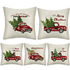 Cushion Cover 5PCS Christamas Party Decoration Christamas Gift Linen Soft Decorative Square Throw Pillow Cover Cushion Case Pillowcase for Sofa Bedroom 45 x 45 cm (18 x 18 Inch) Letter Christmas Tree