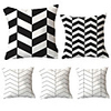 Cushion Cover 5PCS Linen Soft Decoration Square Throw Pillowcase Cushion Cover Sofa Box Pillowcase 45 x 45 Cm 18 x 18 Inches High Quality Washable Black And White Geometric Pattern Short Fluff
