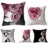 Cushion Cover 5PCS Linen Soft Decoration Square Throw Pillowcase Cushion Cover Sofa Box Pillowcase 45 x 45 Cm 18 x 18 Inches High Quality Washable Woman Flowers Short Fluff