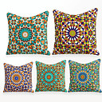 Cushion Cover 5PCS Linen Soft Decorative Square Throw Pillow Cover Cushion Case Pillowcase for Sofa Bedroom 45 x 45 cm (18 x 18 Inch) Superior Quality Machine Washable Colorful Floral Printed
