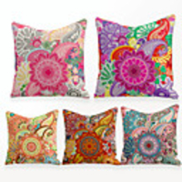 Cushion Cover 5PCS Linen Soft Decorative Square Throw Pillow Cover Cushion Case Pillowcase for Sofa Bedroom 45 x 45 cm (18 x 18 Inch) Superior Quality Mashine Washable Colorful Floral
