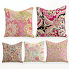 Cushion Cover 5PCS Linen Soft Decorative Square Throw Pillow Cover Cushion Case Pillowcase for Sofa Bedroom 45 x 45 cm (18 x 18 Inch) Superior Quality Mashine Washable Vintage Pink Floral Printed