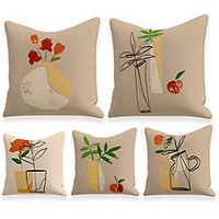 Cushion Cover 5PCS Linen Soft Decorative Square Throw Pillow Cover Cushion Case Pillowcasefor Sofa Bedroom 45 x 45 cm (18 x 18 Inch) Superior Quality Mashine Washable