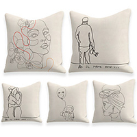 Cushion Cover 5PCS Linen Soft Decorative Square Throw Pillow Cover Cushion Case Pillowcasefor Sofa Bedroom 45 x 45 cm (18 x 18 Inch) Superior Quality Mashine Washable