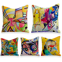 Cushion Cover 5PCS Linen Soft Decorative Square Throw Pillow Cover Cushion Case Pillowcasefor Sofa Bedroom 45 x 45 cm (18 x 18 Inch) Superior Quality Mashine Washable