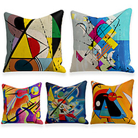 Cushion Cover 5PCS Linen Soft Decorative Square Throw Pillow Cover Cushion Case Pillowcasefor Sofa Bedroom 45 x 45 cm (18 x 18 Inch) Superior Quality Mashine Washable