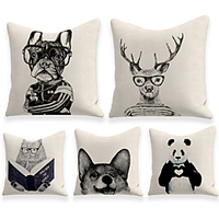 Cushion Cover 5PCS Linen Soft Decorative Square Throw Pillow Cover Cushion Case Pillowcasefor Sofa Bedroom 45 x 45 cm (18 x 18 Inch) Superior Quality Mashine Washable