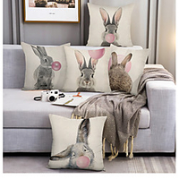 Cushion Cover 5PCS Linen Soft Decorative Square Throw Pillow Cover Cushion Case Pillowcasefor Sofa Bedroom 45 x 45 cm (18 x 18 Inch) Superior Quality Mashine Washable