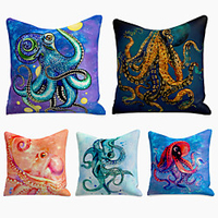 Cushion Cover 5PCS Linen Soft Decorative Square Throw Pillow Cover Cushion Case Pillowcasefor Sofa Bedroom 45 x 45 cm (18 x 18 Inch) Superior Quality Mashine Washable